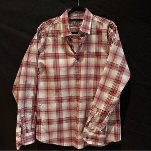 C - Express Red and White Plaid Button Down Shirt